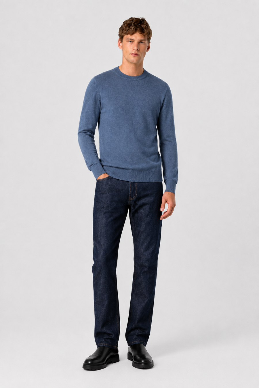 BLUE KNIT PULLOVER