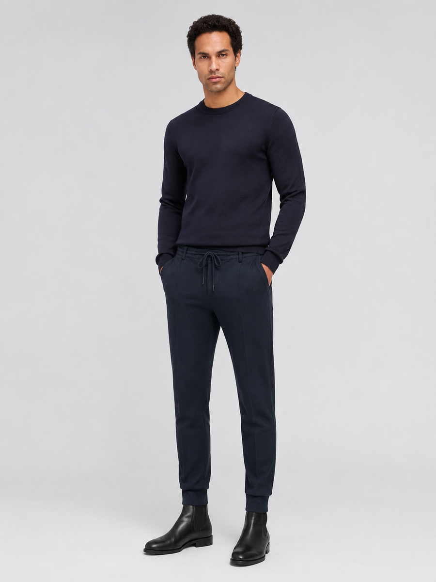 NAVY FORM KNIT PULLOVER