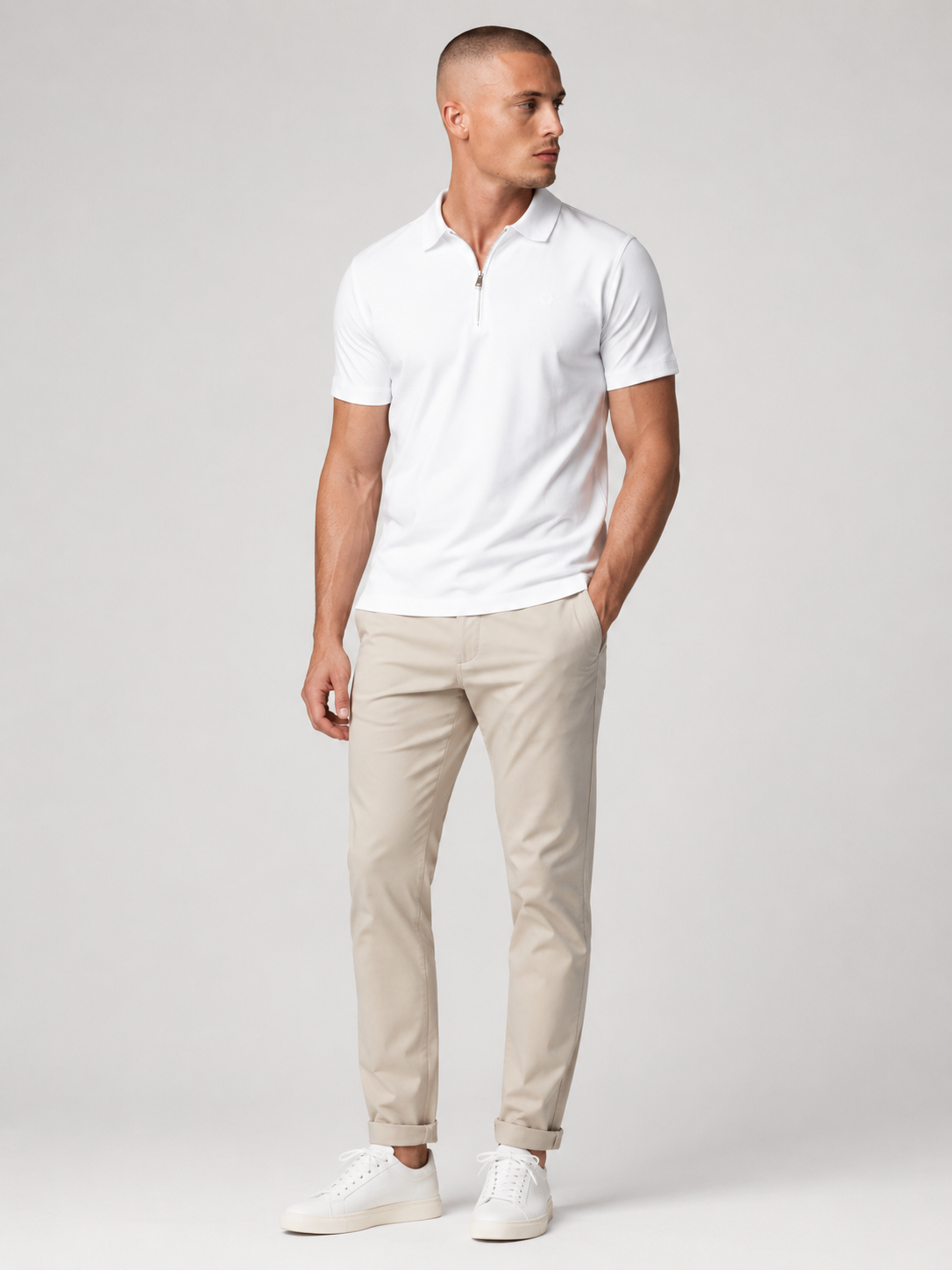 ZIP POLO OFF WHITE