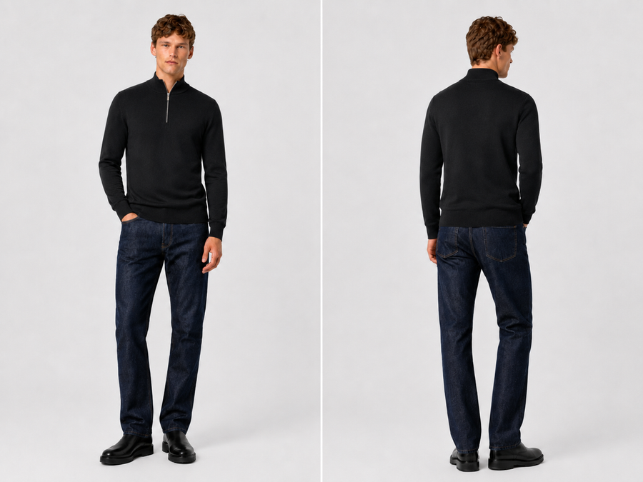 Pullover mit Viertelreißverschluss – Dunkelblau