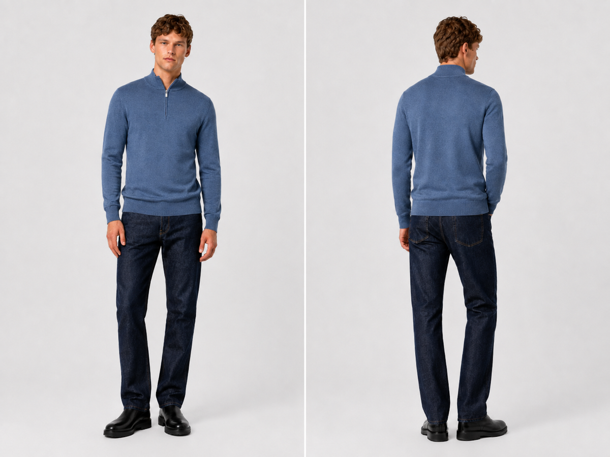 Pullover mit Viertelreißverschluss – Dunkelblau