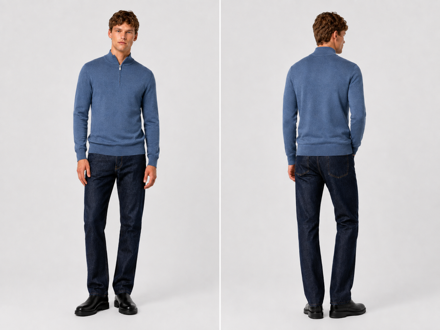 Pullover mit Viertelreißverschluss – Dunkelblau