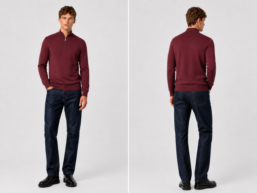 Pullover mit Viertelreißverschluss – Dunkelblau