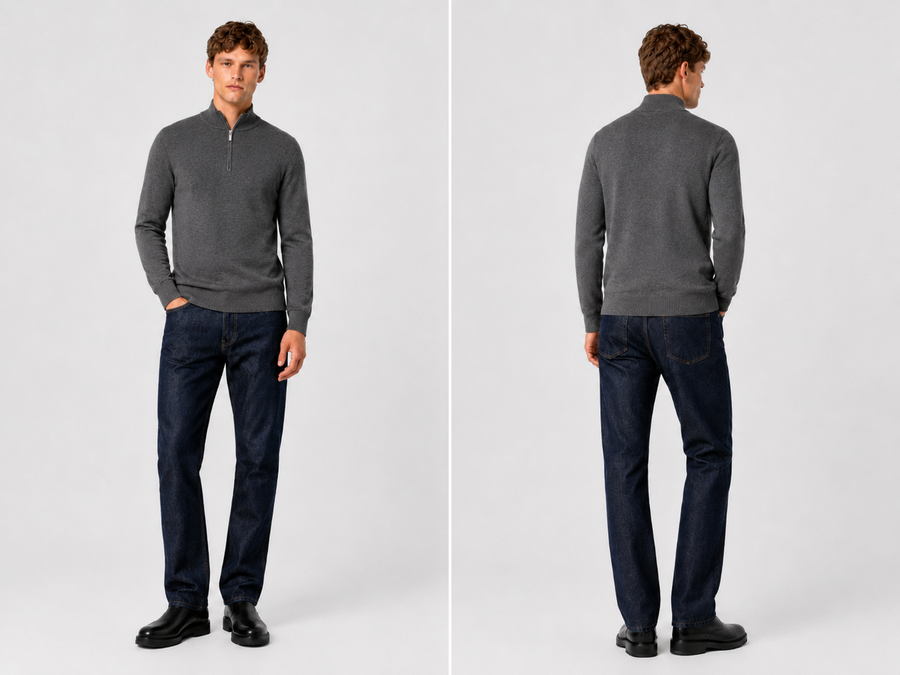 Pullover mit Viertelreißverschluss – Dunkelblau