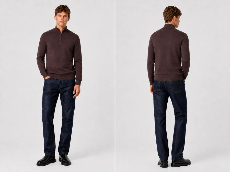 Pullover mit Viertelreißverschluss – Dunkelblau