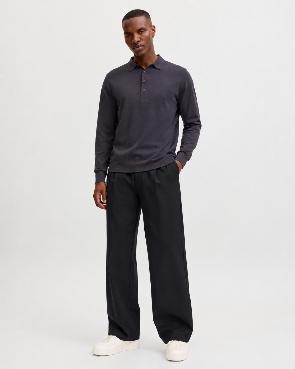 LONG SLEEVE POLO – Dark Grey