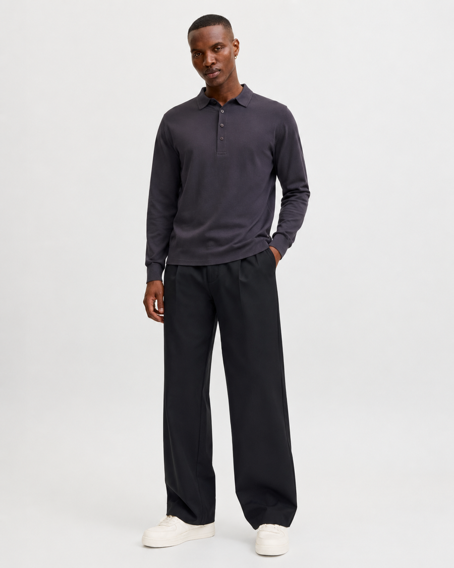LONG SLEEVE POLO – Dark Grey