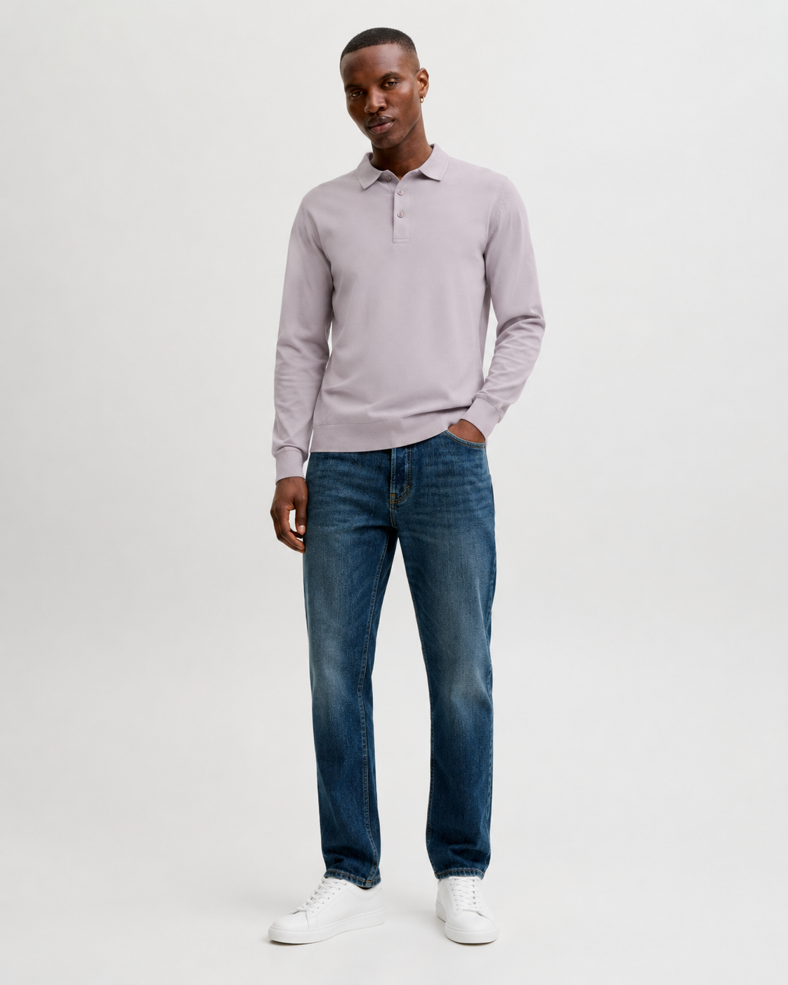 LONG SLEEVE POLO – Elephant Grey