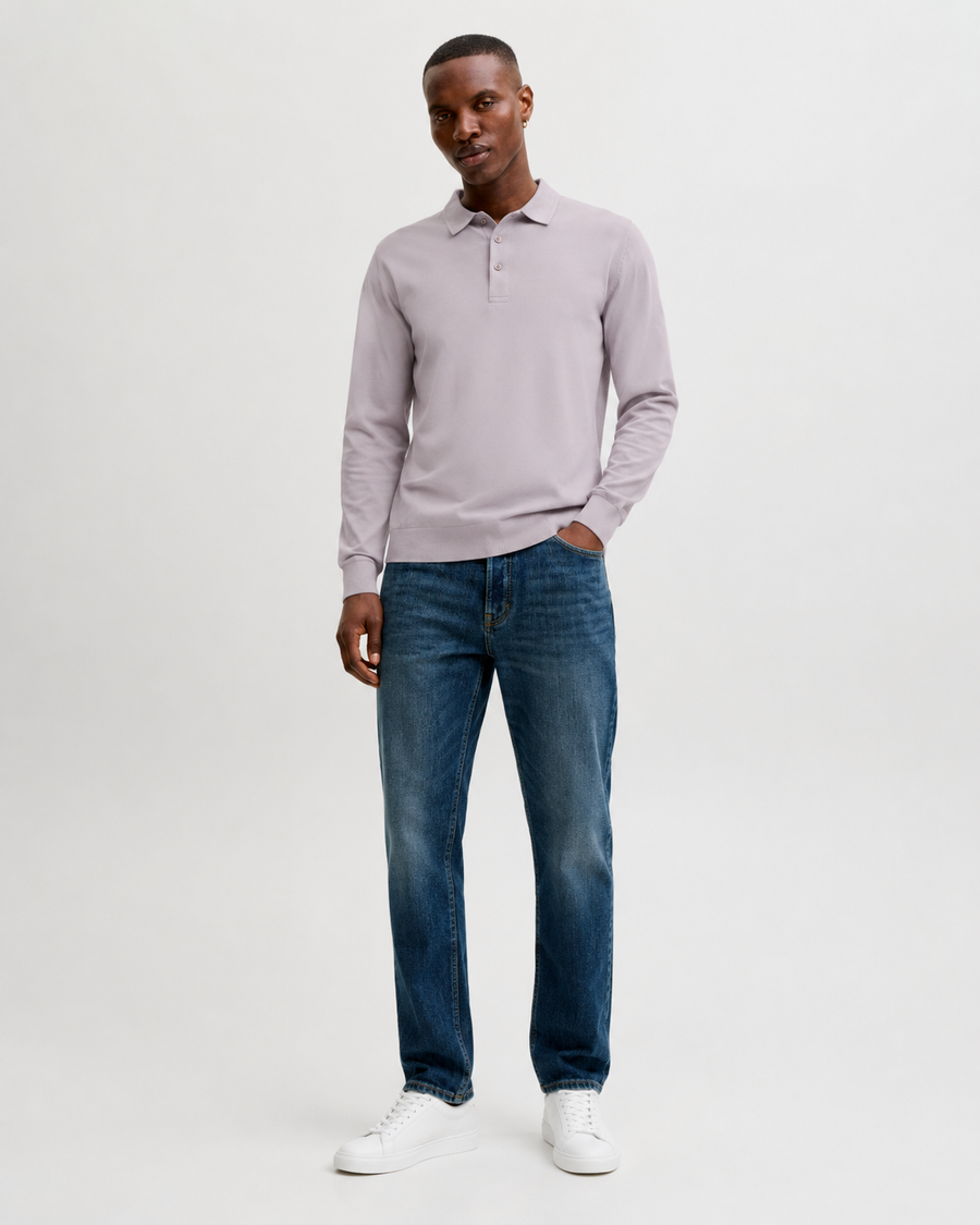 LONG SLEEVE POLO – Elephant Grey