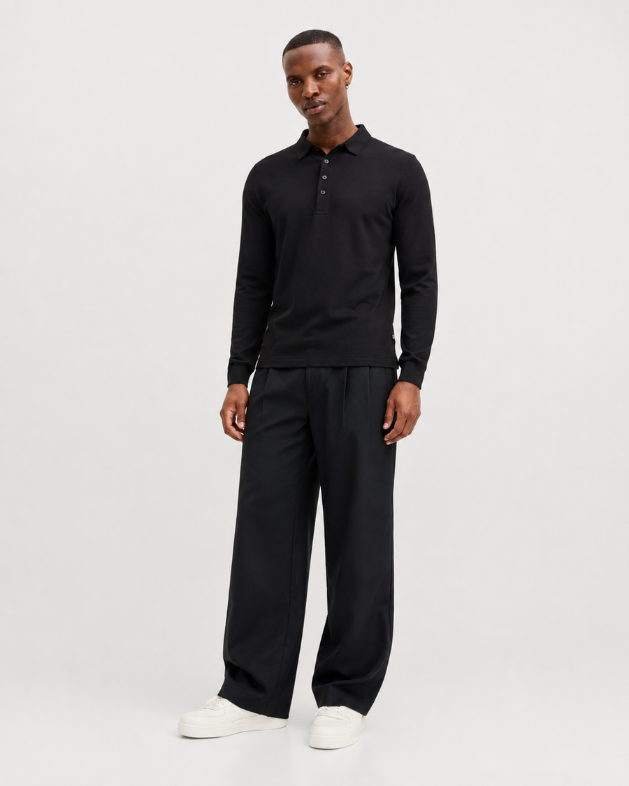 LONG SLEEVE POLO – BLACK