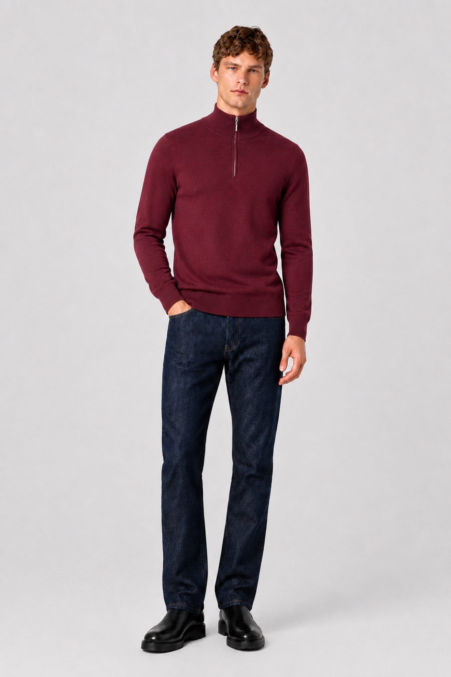 Pullover mit Viertelreißverschluss – Dunkelblau