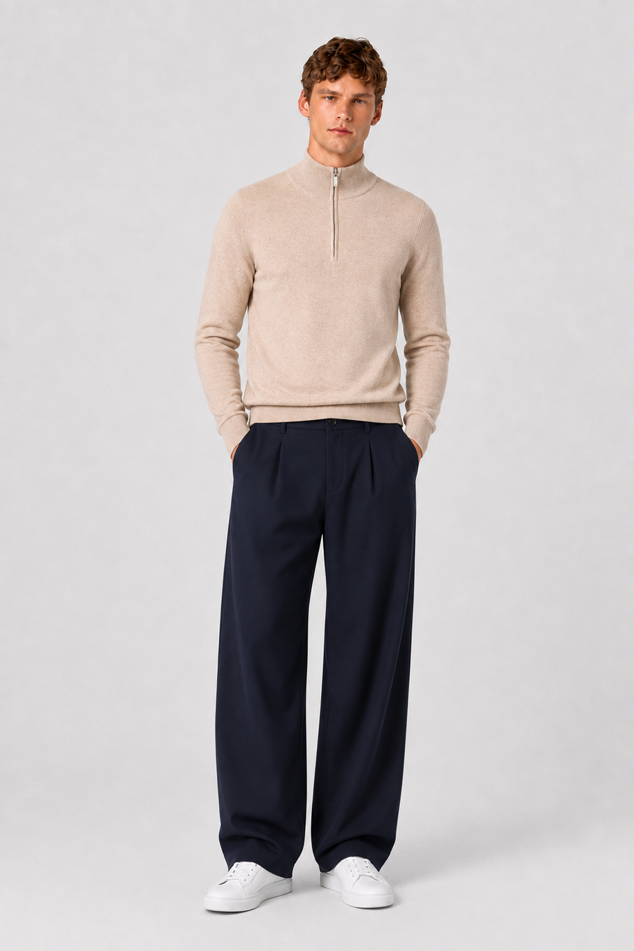 Pullover mit Viertelreißverschluss – Dunkelblau
