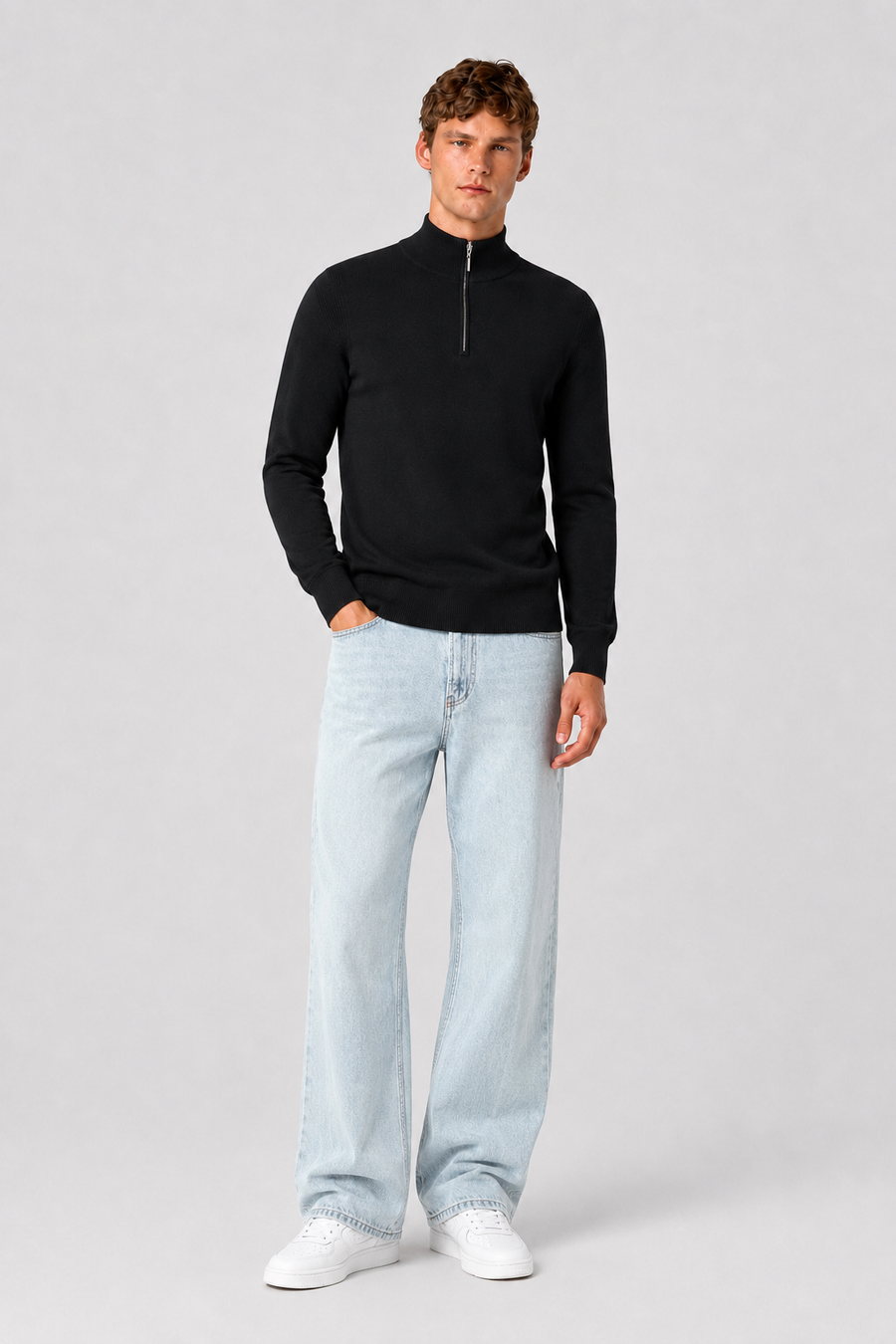 Pullover mit Viertelreißverschluss – Dunkelblau