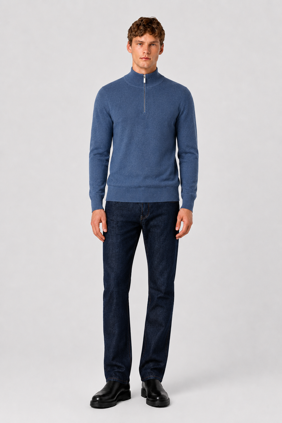 Pullover mit Viertelreißverschluss – Dunkelblau