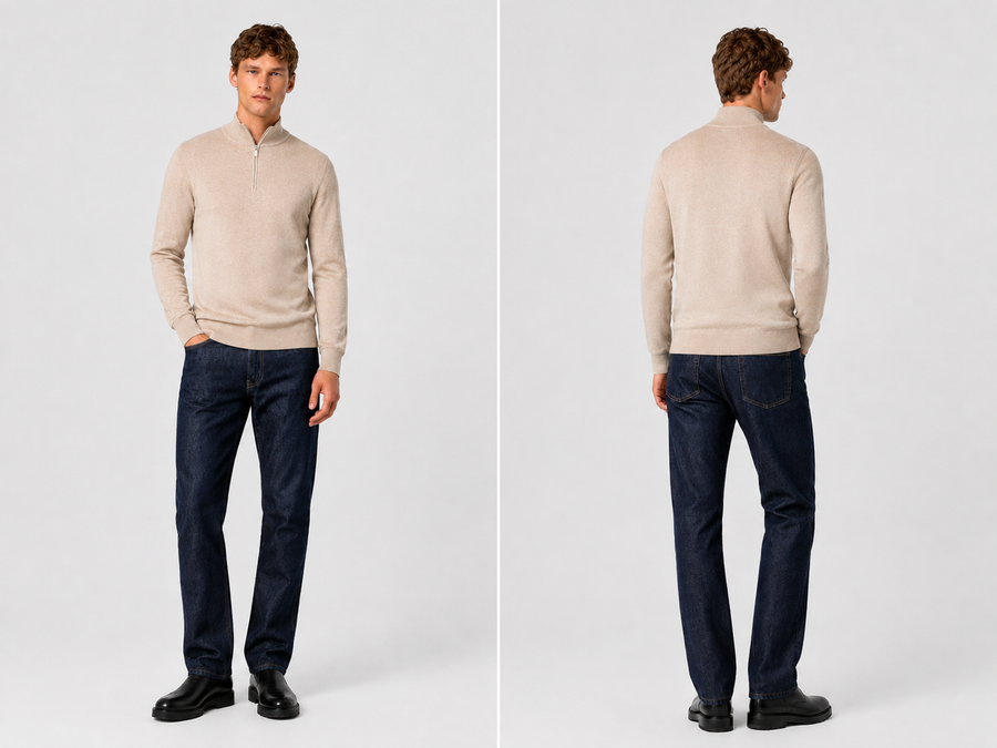 Pullover mit Viertelreißverschluss – Dunkelblau