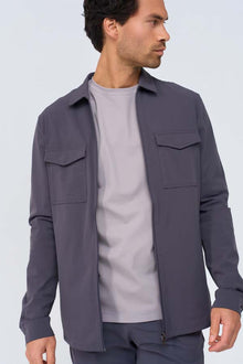 DARK GREY BLUE FIELD ZIP OVERSHIRT