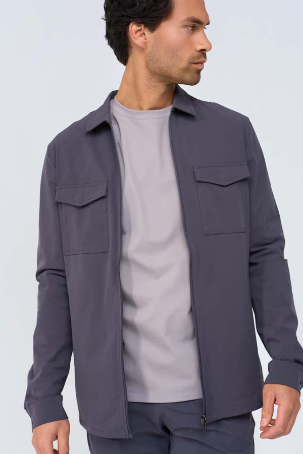 DARK GREY BLUE FIELD ZIP OVERSHIRT