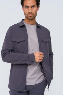DARK GREY BLUE FIELD ZIP OVERSHIRT