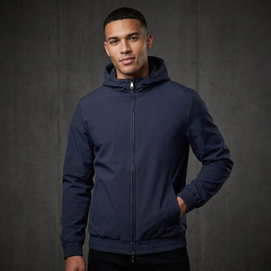 TRACK JACKET HOODED MARINE BLUE