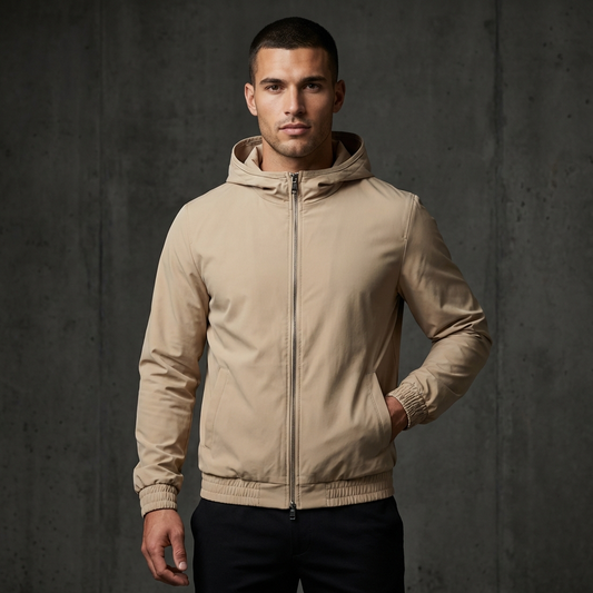 TRACK JACKET HOODED LATTE