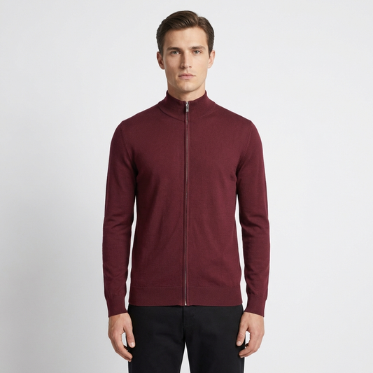 ZIP CARDIGAN BORDEAUX